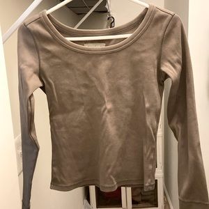 The Long-Sleeve Ribbed Scoop-Neck Tee S / Clay